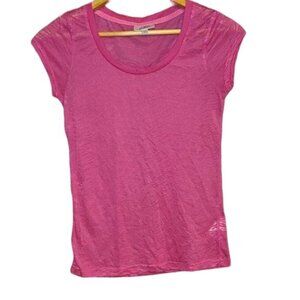 Grane Medium Pink Stretch Casual Scoop Neck T=Shirt